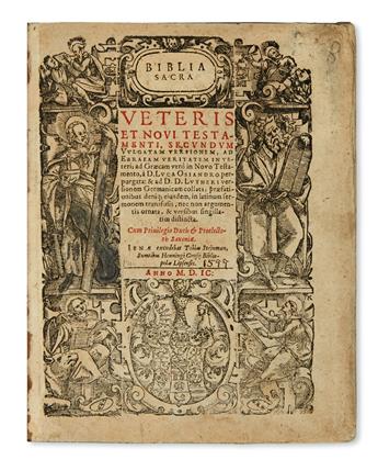 (BIBLE IN LATIN.)  Biblia sacra veteris et novi testamenti, secundum vulgatam versionem. Part 1 (of 3):  Old Testament.  1599